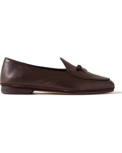 Rubinacci Marphy Suede-trimmed Full-grain Leather Tasseled Loafers - Brown