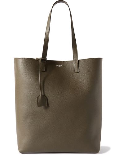Saint Laurent Bold Textured-leather Tote Bag - Natural