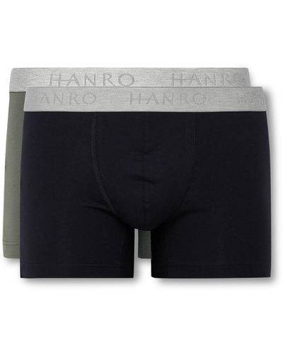 Hanro Two-pack Stretch-cotton Boxer Briefs - Blue