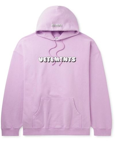 Vetements Logo-print Cotton-blend Jersey Hoodie - Pink