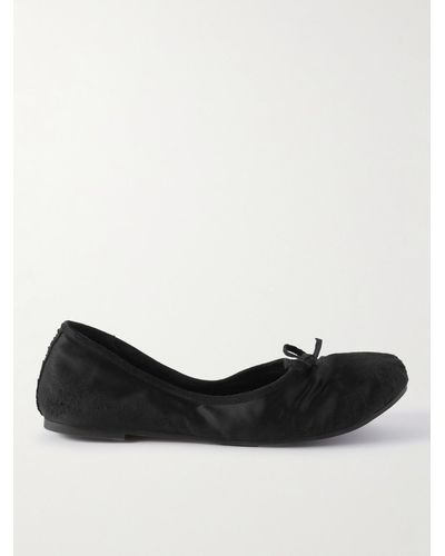 Balenciaga Leopold Distressed Satin Ballet Flat - Black
