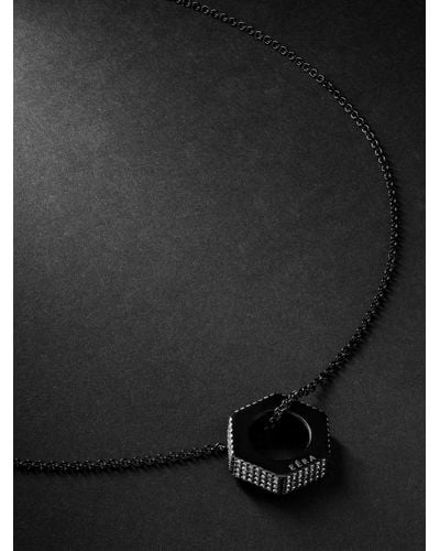Eera Bullone Gold Diamond Pendant Necklace - Black