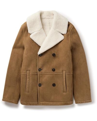 Yves Salomon Double-breasted Shearling Peacoat - Brown