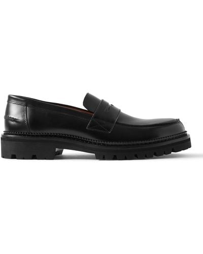 MR P. Jacques Leather Penny Loafers - Black