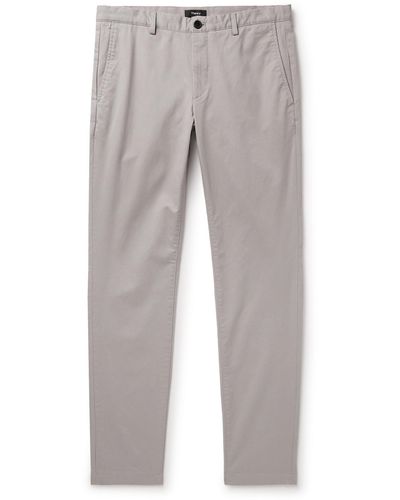 Theory Zaine Slim-fit Straight-leg Cotton-blend Twill Pants - Gray
