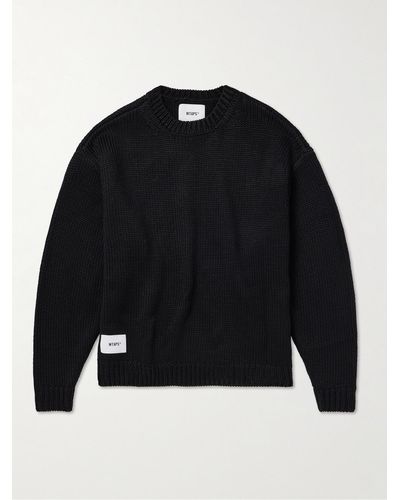 WTAPS Logo-appliquéd Jacquard-knit Sweater - Black