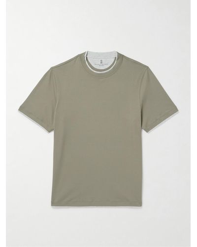 Brunello Cucinelli Layered Cotton-jersey T-shirt - Grey