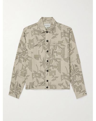 Oliver Spencer Milford Printed Linen Blouson Jacket - Natural