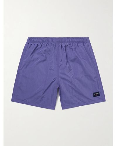 Noah Straight-leg Mid-length Logo-appliquéd Swim Shorts - Blue