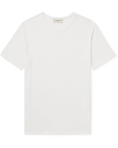 Officine Generale Garment-dyed Tm Lyocell And Linen-blend T-shirt - White