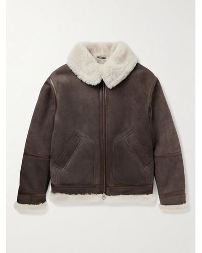 Loro Piana Leather-trimmed Shearling Jacket - Brown