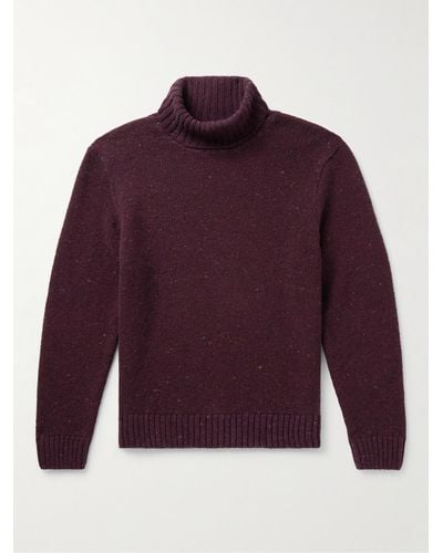 Inis Meáin Donegal Merino Wool And Cashmere-blend Rollneck Jumper - Purple