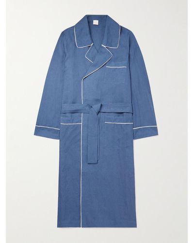 Loretta Caponi Belted Linen Robe - Blue