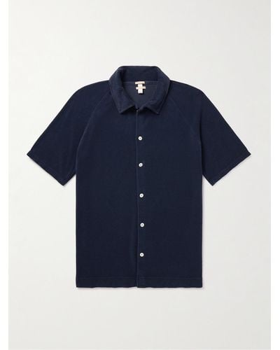 Massimo Alba Cruiser Hemd aus Frottee aus einer Baumwollmischung - Blau