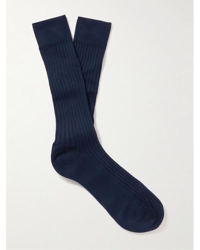 MR P. Socken aus Baumwolle in Rippstrick - Blau
