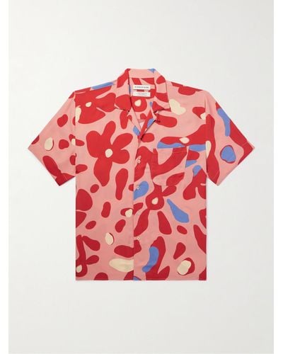 A Kind Of Guise Gioia Camp-collar Printed Crepe De Chine Shirt - Red