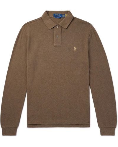 Polo Ralph Lauren Logo-embroidered Cotton-piqué Polo Shirt - Brown