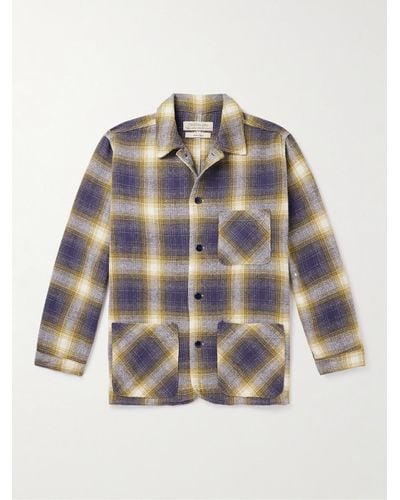 Remi Relief Jazz Nep kariertes Hemd aus Flanell aus einer Baumwollmischung - Blau