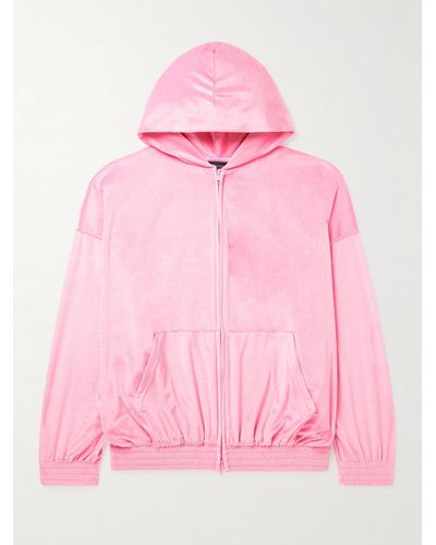Balenciaga Oversized Velvet Zip-up Hoodie - Pink