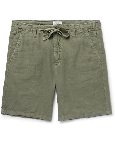 Hartford Slim-fit Linen Drawstring Shorts - Green