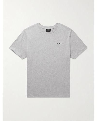 A.P.C. T-shirt in jersey di cotone con logo Wave - Grigio