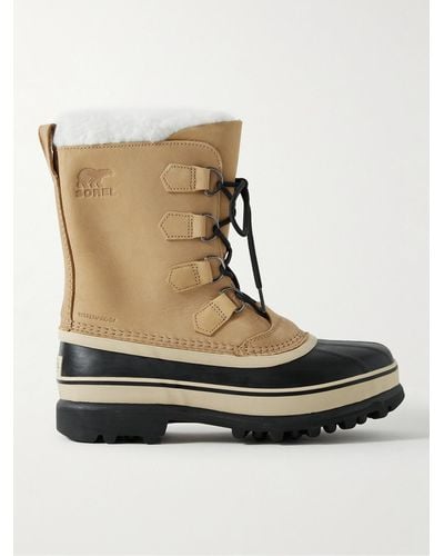 Sorel Cariboutm Faux Shearling-trimmed Nubuck And Rubber Snow Boots - Brown