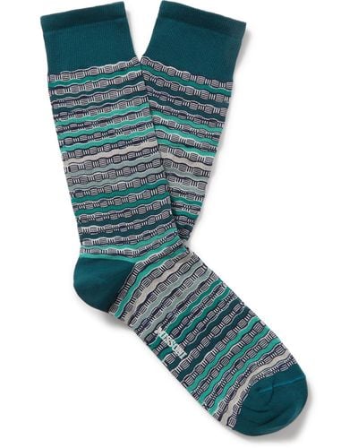 Missoni Crochet-knit Cotton-blend Socks - Blue