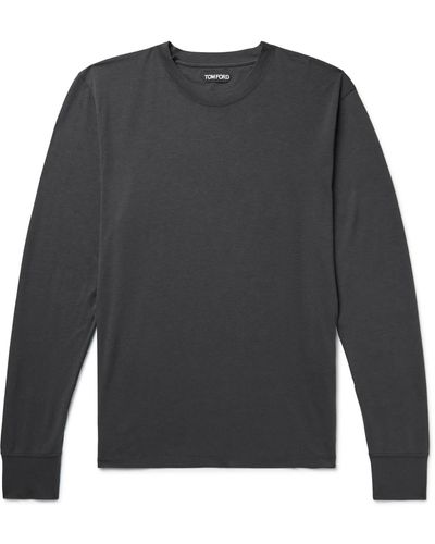 Tom Ford Lyocell And Cotton-blend Jersey T-shirt - Gray