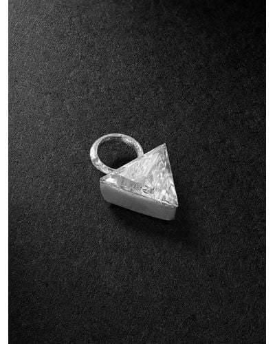 Maria Tash Invisible Set Triangle 4mm White Gold Diamond Pendant - Black
