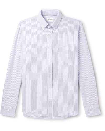 Hartford Striped Button-down Collar Cotton Oxford Shirt - White