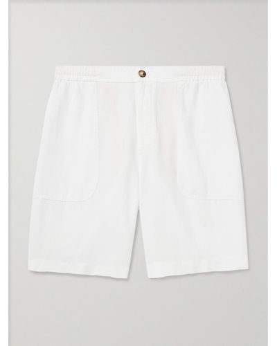 Altea Straight-leg Lyocell And Linen-blend Twill Bermuda Shorts - White