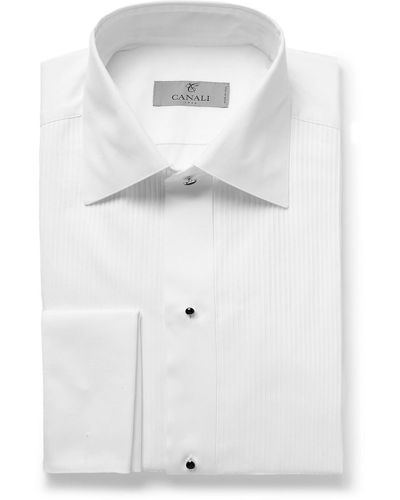 Canali Slim-fit Bib-front Cotton-poplin Tuxedo Shirt - White