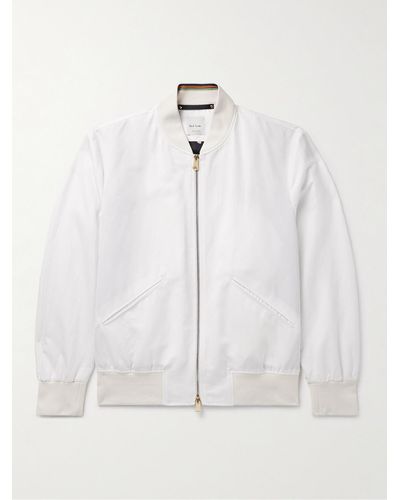 Paul Smith Cotton And Ramie-blend Bomber Jacket - White