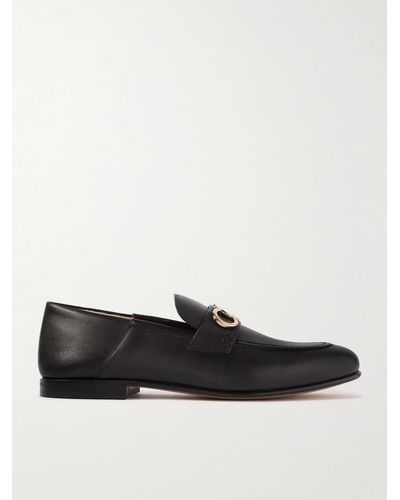 Ferragamo Embellished Collapsible-heel Leather Loafers - Black