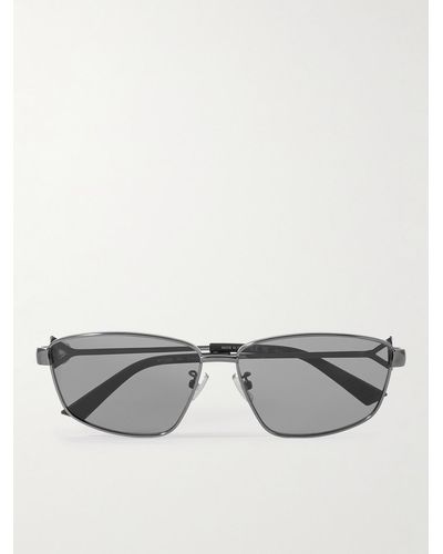 Bottega Veneta Silberfarbene Sonnenbrille mit D-Rahmen - Grau