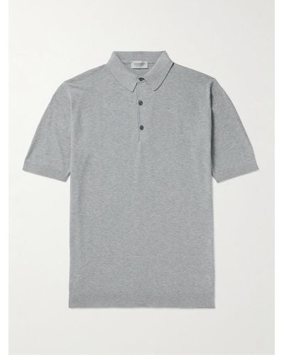 John Smedley Roth Slim-fit Sea Island Cotton-piqué Polo Shirt - Grey