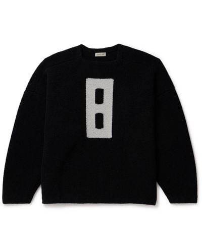 Fear Of God Oversized Intarsia-knit Virgin Wool-blend Bouclé Sweater - Black