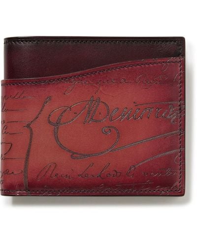 Berluti Makore Neo Scritto Venezia Leather Bifold Wallet - Red