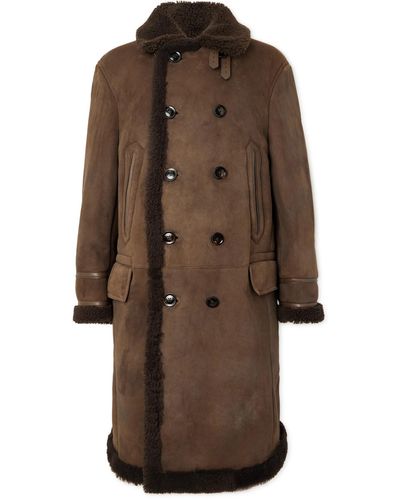 Tom Ford Double-breasted Shearling Overcoat - Brown