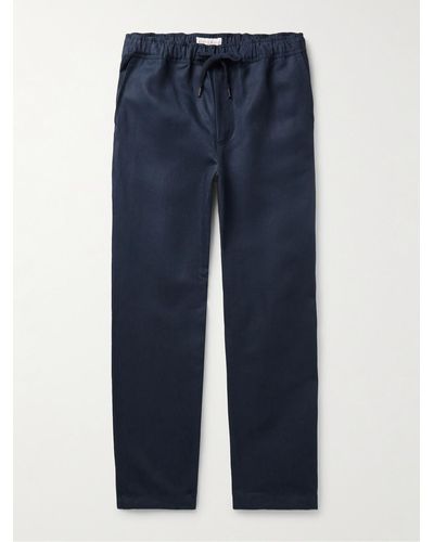 Derek Rose Sydney 2 Slim-fit Linen Drawstring Pants - Blue