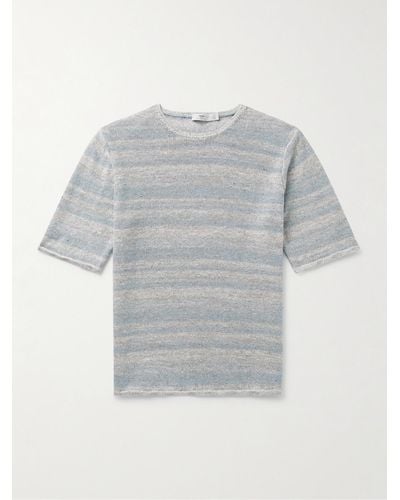Inis Meáin Gestreiftes T-Shirt aus Leinen - Grau