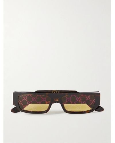 Gucci Rectangular-frame Tortoiseshell Acetate Sunglasses - White