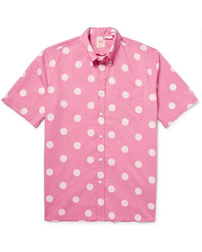 Levi's 1960's Button-down Collar Polka-dot Cotton-poplin Shirt - Pink