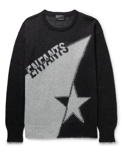 Enfants Riches Deprimes Oversized Logo-intarsia Mohair And Silk-blend Sweater - Black
