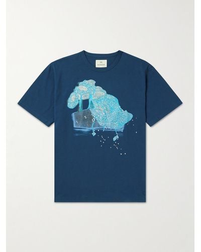 Folk Tom Hammick Logo-print Organic Cotton-jersey T-shirt - Blue