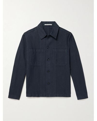 Norse Projects Overshirt in misto cotone e lino Tyge - Blu