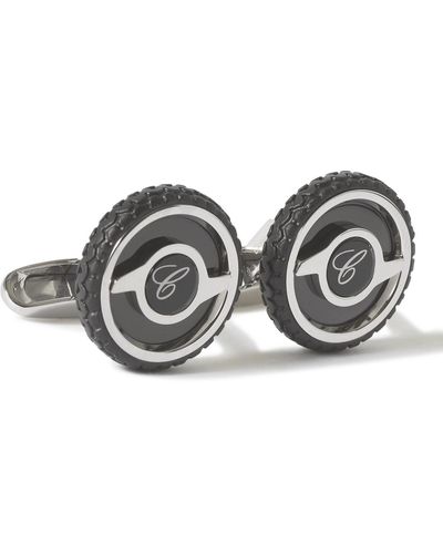 Chopard Mille Miglia Engraved Stainless Steel And Rubber Cufflinks - Metallic