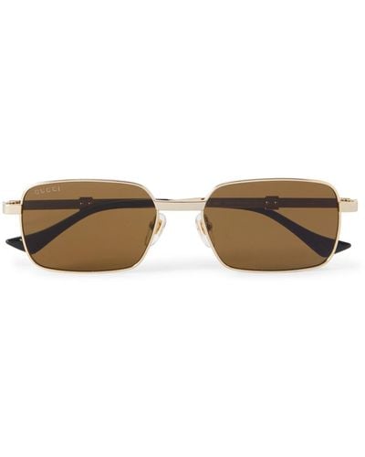Gucci Rectangular-frame Gold-tone Sunglasses - Metallic