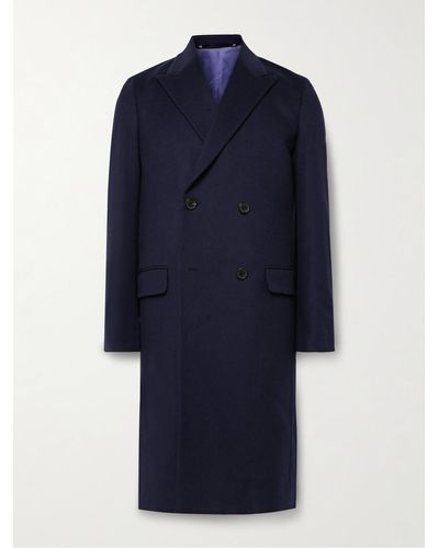 Paul Smith Double-breasted Wool And Cashmere-blend Coat - Blue