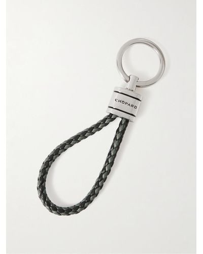 Chopard Schlüsselring aus geflochtenem Leder mit silberfarbenen Details - Natur